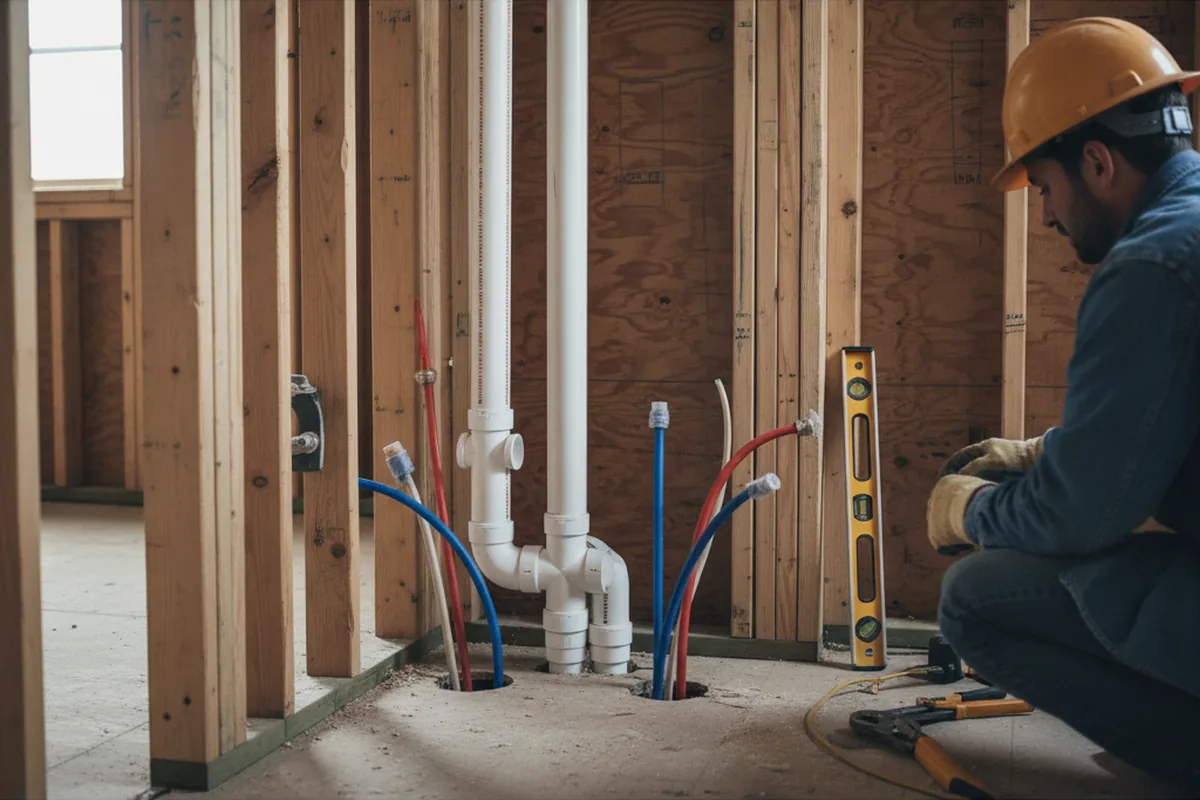 Drain and supply rough-in during Leak Detection in Woody