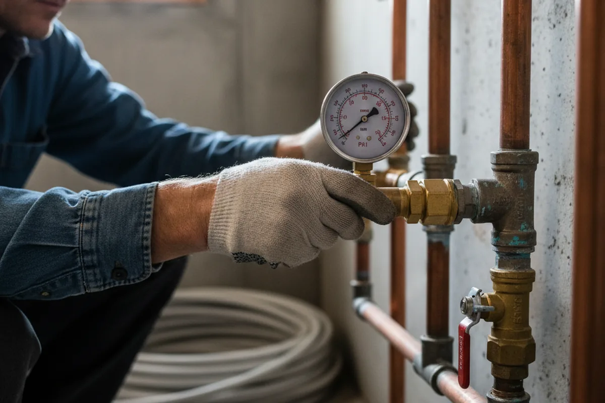 Pressure testing a repaired line during Water Line Repair in Woody